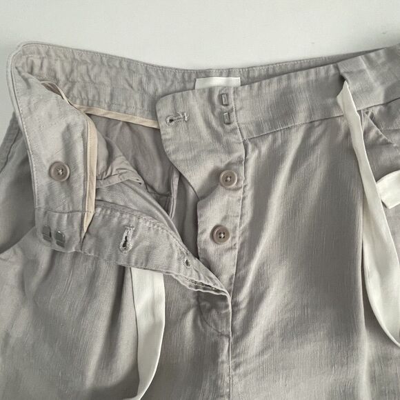 Wilfred Aritzia Size 6 Linen Blend Tie Front Button Fly Trouser Pants Gray - Picture 12 of 15